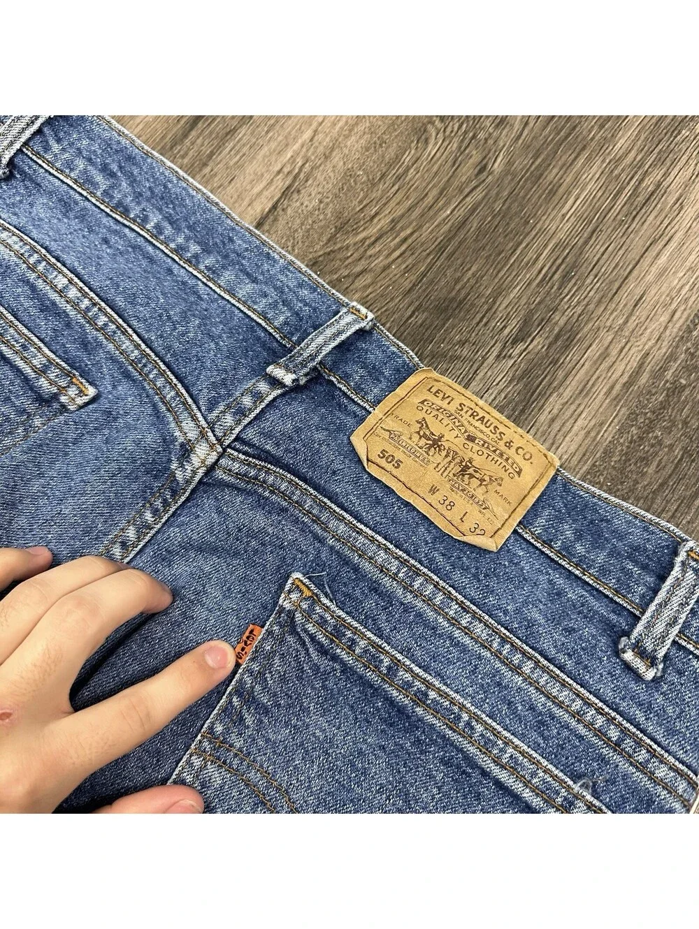 Vintage Levis Jeans Mens 36x30 Blue Denim 505 Orange Tab Straight American 90s